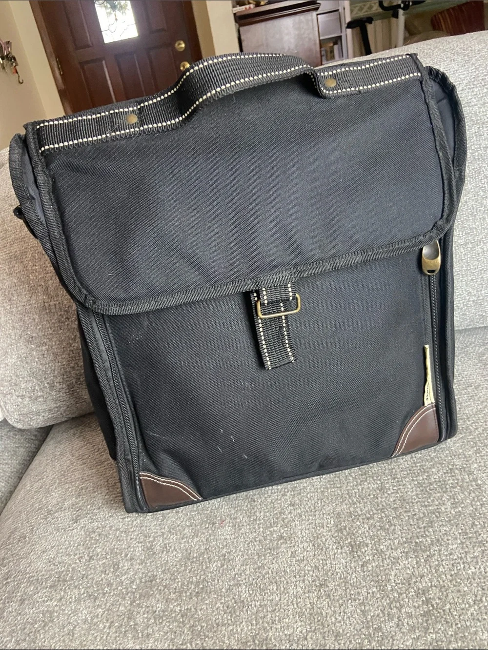 Picnic at Ascot Black Insulated Backpack for Picnic with Brown Accents